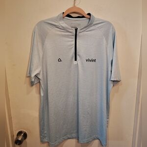 Vivint Men's Light Blue Short Sleeve 1/4 Zip Cycling Jersey Sz L Casual Golf